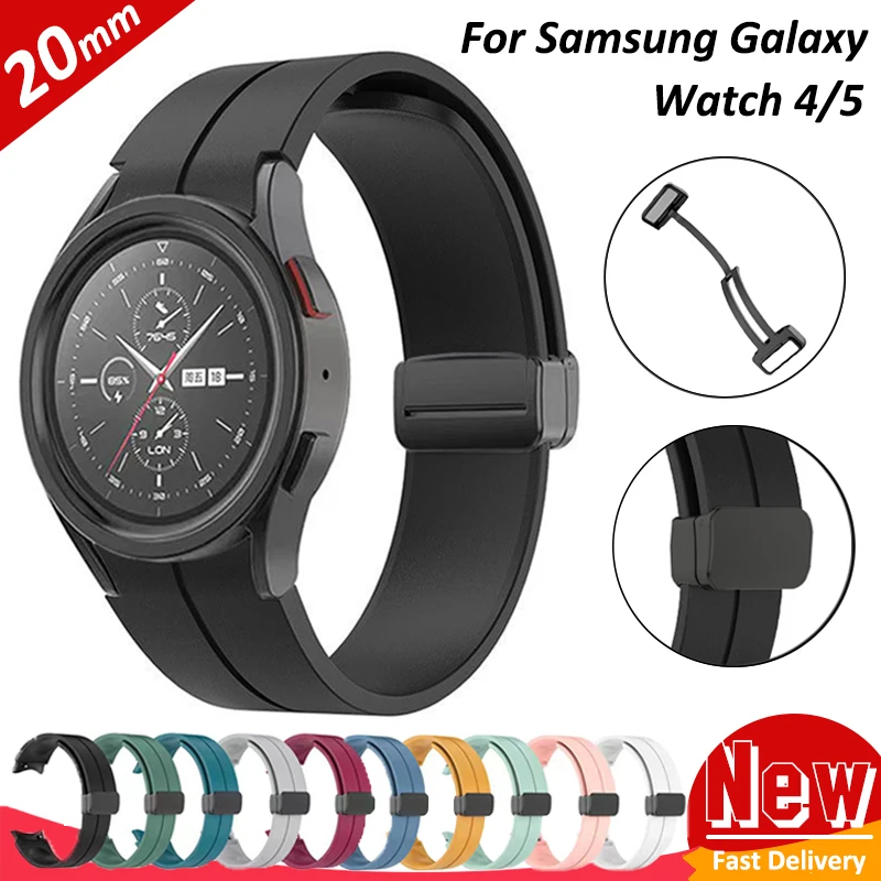 

Ремешок силиконовый спортивный для Samsung Watch 4 Classic 42 46 мм, оригинальный браслет с магнитной застежкой для Samsung Galaxy Watch 5 40 мм 44 мм 45 мм
