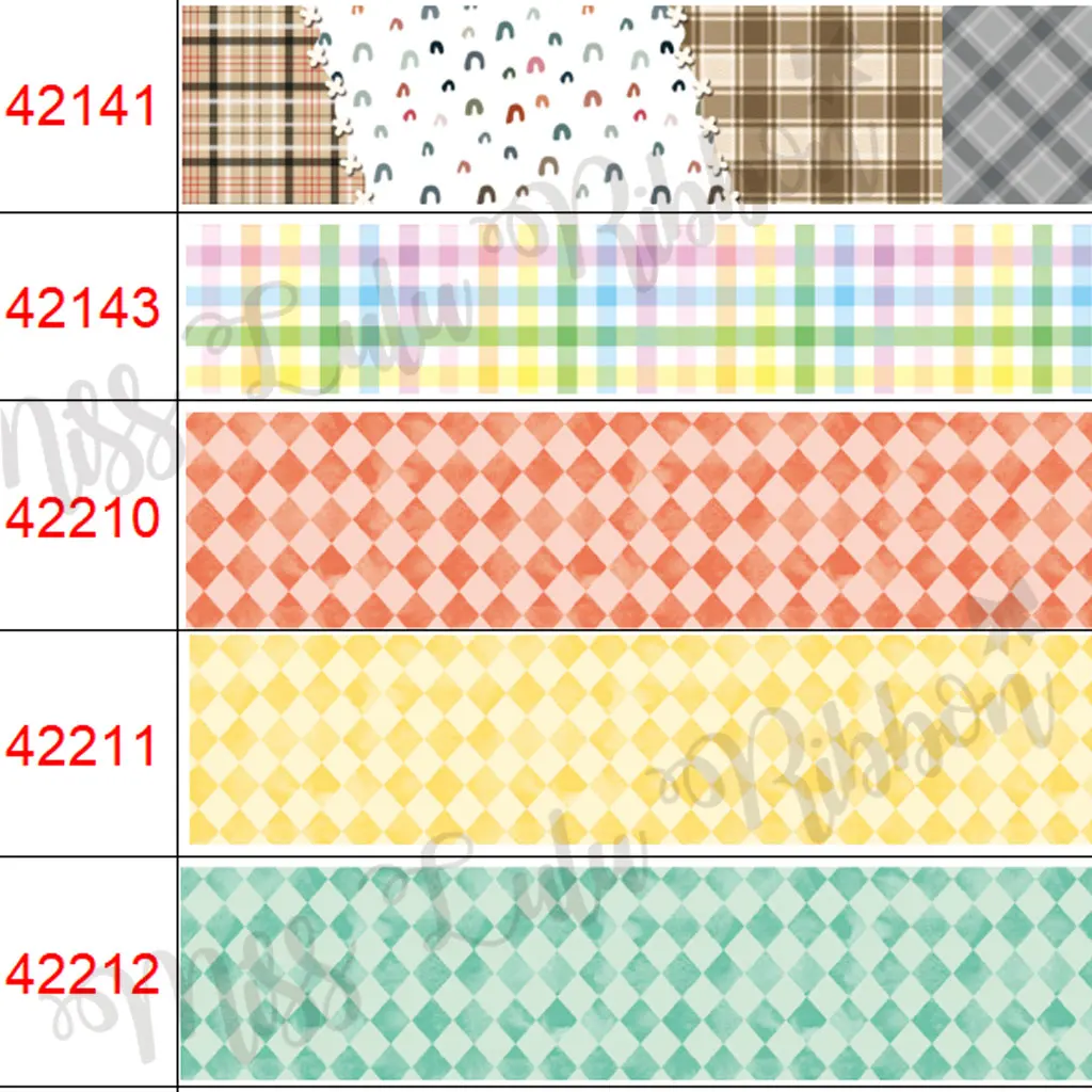 

16mm-75mm Plaid Patterns In Different Colors Print Grosgrain/Elastic Ribbon Girl Decoration For Bows 50yards/roll