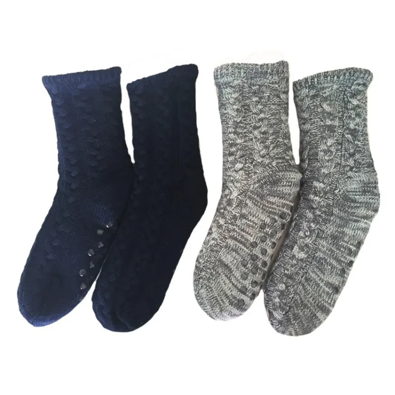 Mens Thermal Socks Winter Warm Home Soft Male Cotton Thickened Plus Velvet Sleeping Anti Skid Grip Short Floor Slipper Sock