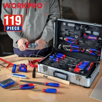 workpro 119pc home tool set hand tools multi tool with aluminum tool box household tool set