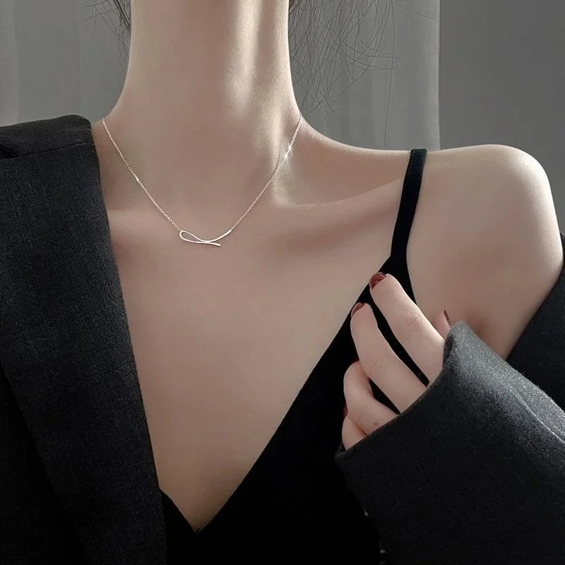 

Minimalist Geometric Knot Necklace Women S925 Silver Party Hip Hop Jewelry