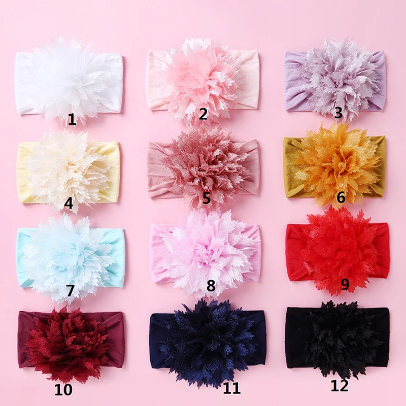 

Kids Headwear Soft Stretch Satin Rose Flower Headband Knot Wide Nylon Headwraps Turban Girls Headwear Photo Props