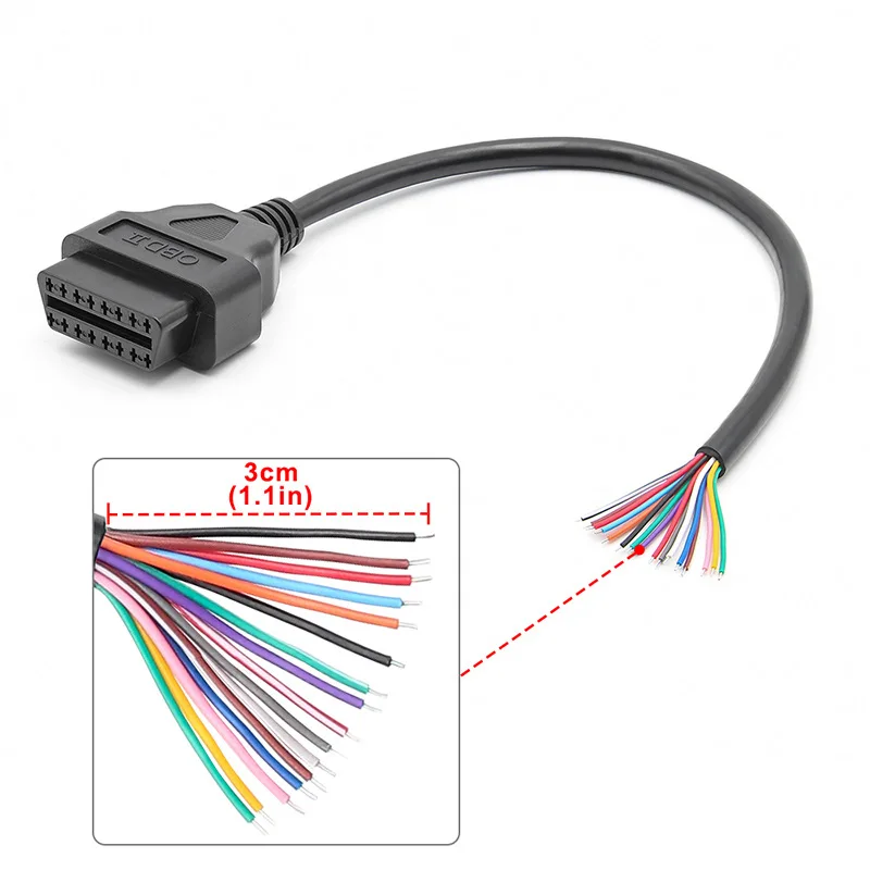

Диагностический кабель OBD2, 16 контактов, 30 см, 100 см