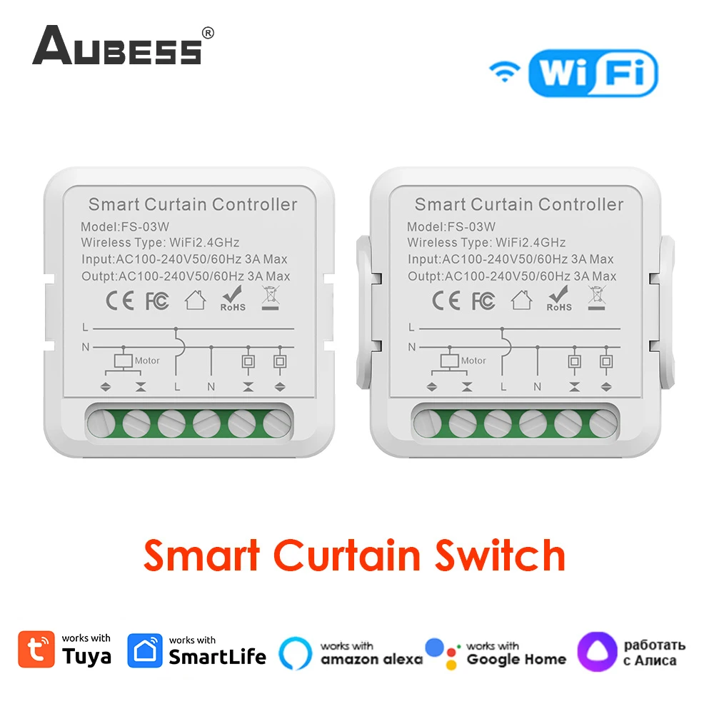 1/2/3 шт. смарт-переключатель Tuya WiFi Smart Life для вращающихся дверей с потайным мотором