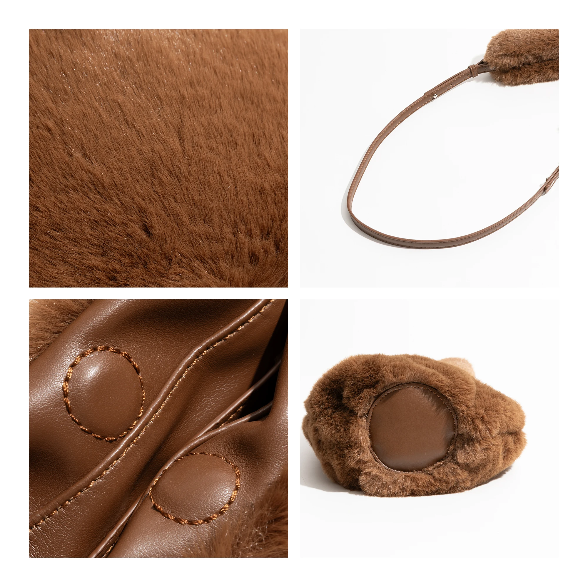 KOKOPEAS женская однотонная сумка-хобо на запястье из искусственного меха плюшевая