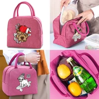 lunch bag handbag women picnic portable thermal packet kid food cooler organizer pouch dog print canvas case insulated tote bags