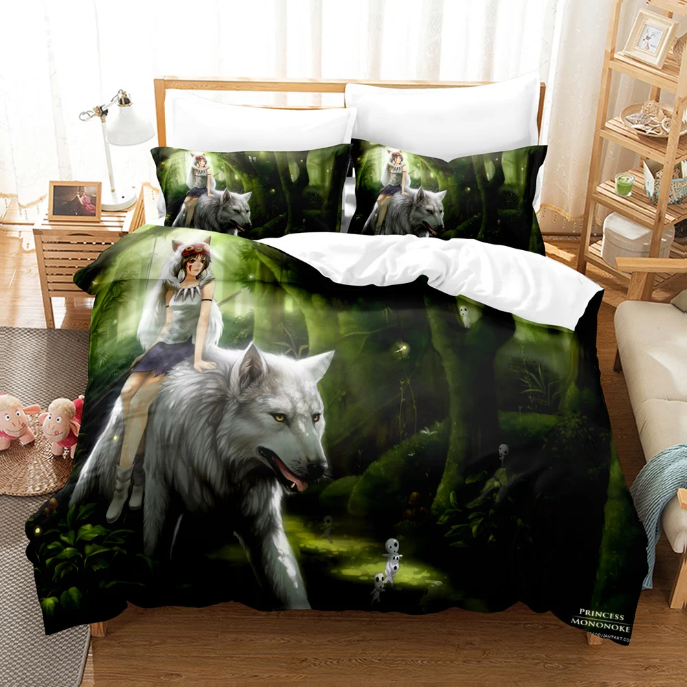

Пододеяльник с 3D рисунком принцессы Mononoke, пододеяльник, двойной полноразмерный Королевский размер, мягкое постельное белье из полиэстера, ...