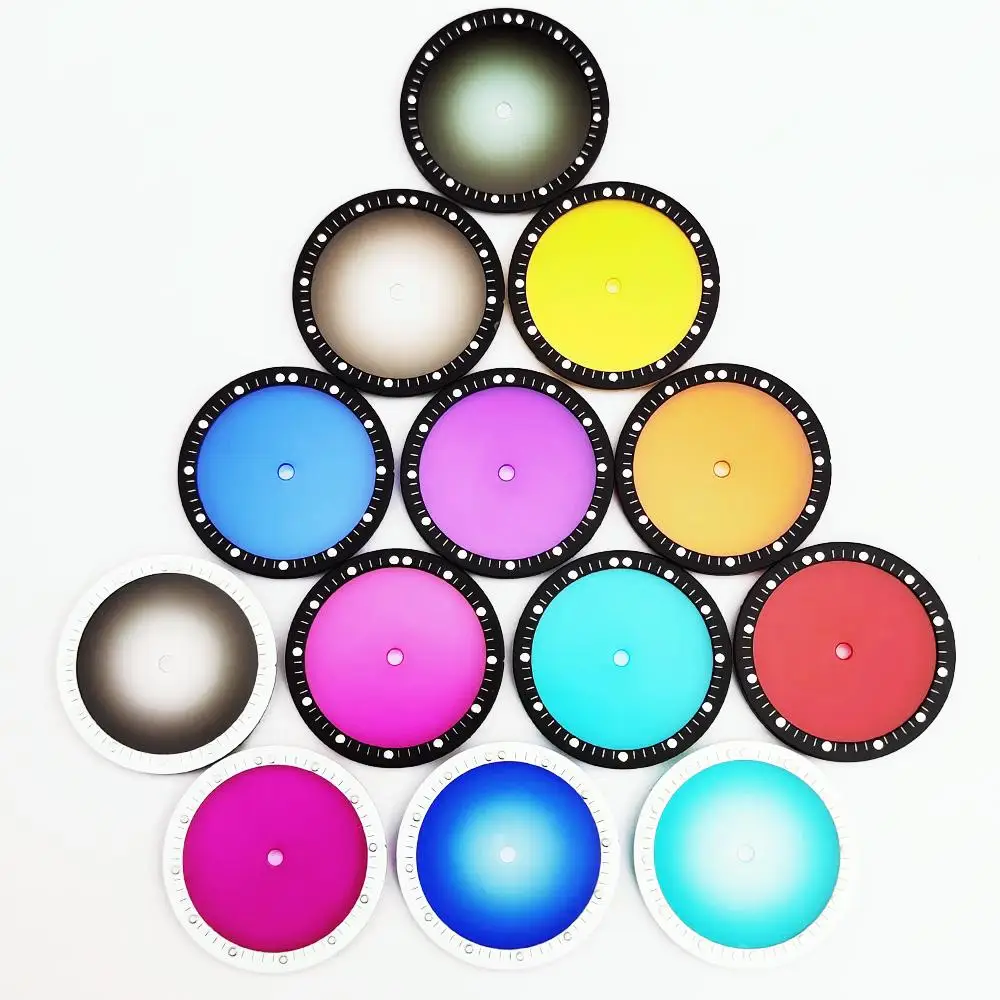 

Mod 28.5MM Watch Transparent Dial Green Luminous Bead Colorful Literal Fit for NH35 NH36 NH38 NH70 4R Movement