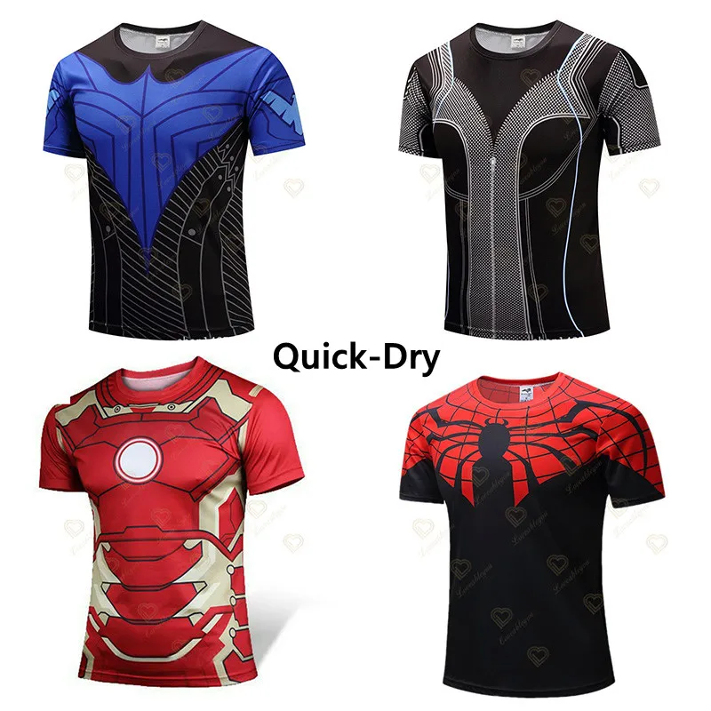 

Men's Gym T Shirt Disney Printing Short Sleeve Tight Running Shirt Dry-Easy Fitness Men Cool Quick Dry Training Tops Tee
