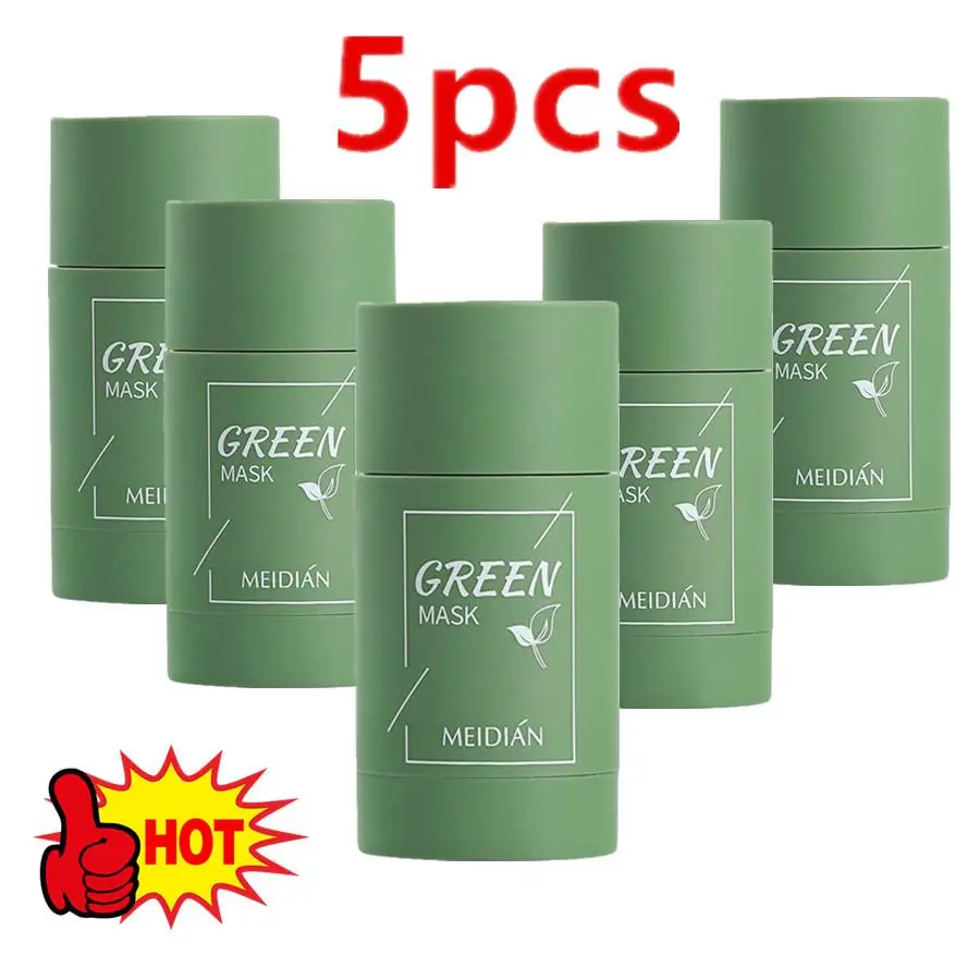 

5 Pcs/Lot Girl Green Tea Solid Mask Deep Cleaning Mud Mask Oil Control Anti-Acne Masks Purifying Clay Mask