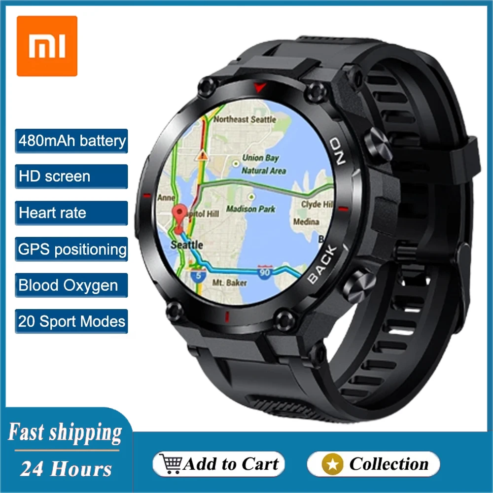 

Xiaomi GPS Men Smart Watch Bluetooth Call Phone 480mah Fitness Tracker Heart Rate Monitor Mountain-climbing Sports Smartwatch