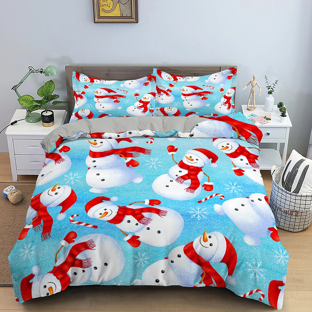 

Christmas Snowman Duvet Cover Christmas Hat Merry Christmas Style Decor King Queen Full Sizes for Women Men Kids Holiday Gifts