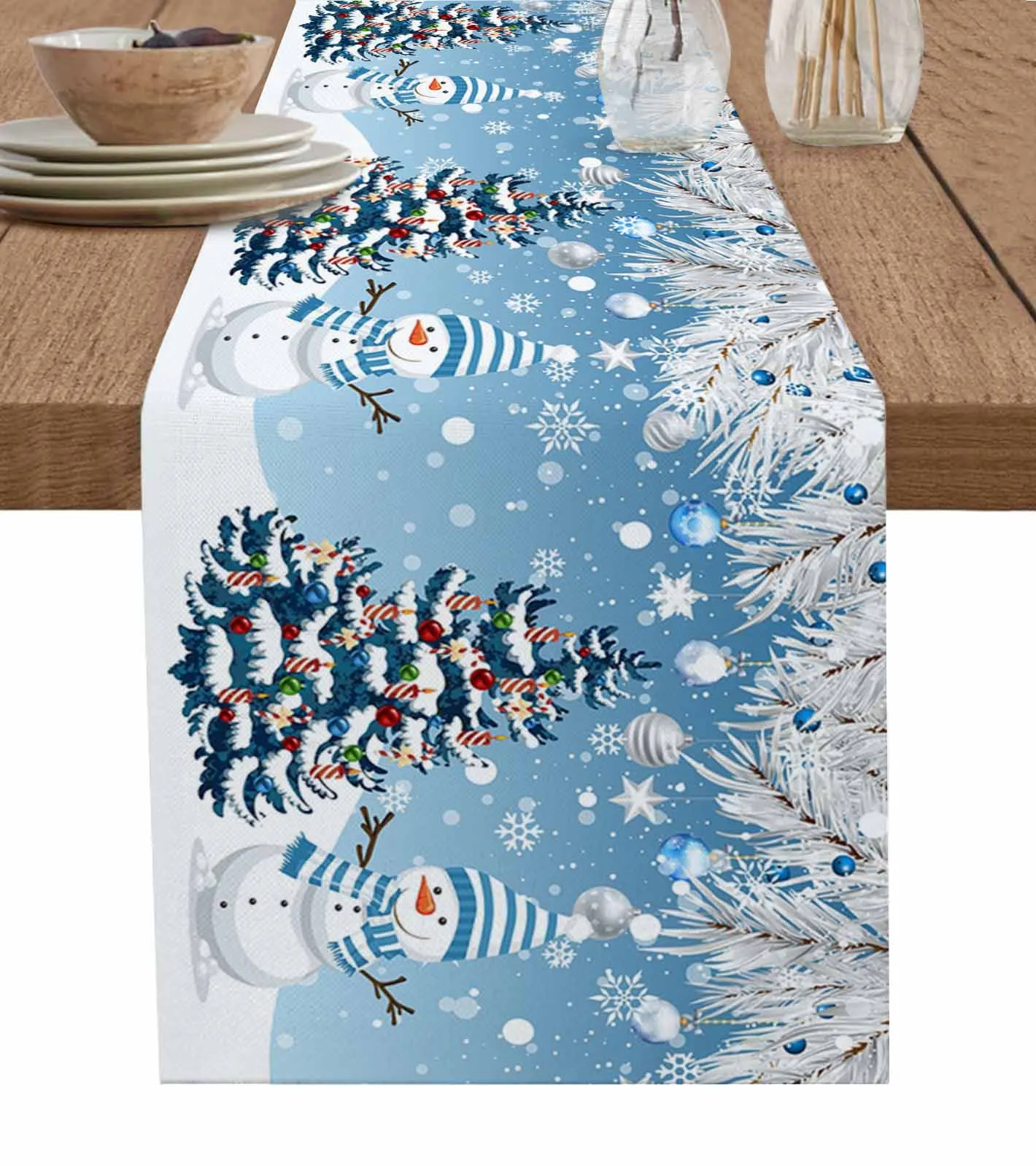 

Рождественский Серебряный кедровый лист Снеговик свадебное украшение стол кухонный журнальный столик обеденный стол ткань для дома