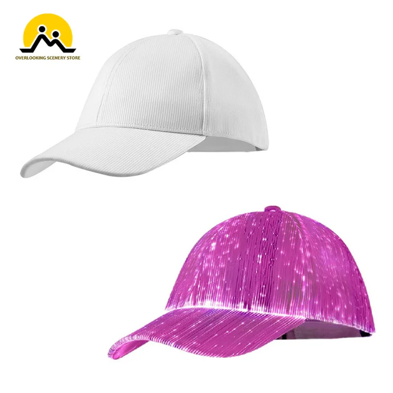 1Pcs LED Fiber Optic Lighting Baseball Cap Outdoor Illuminated Sun Protection Music Performance Cap Fashion Trend Leisure Hat
