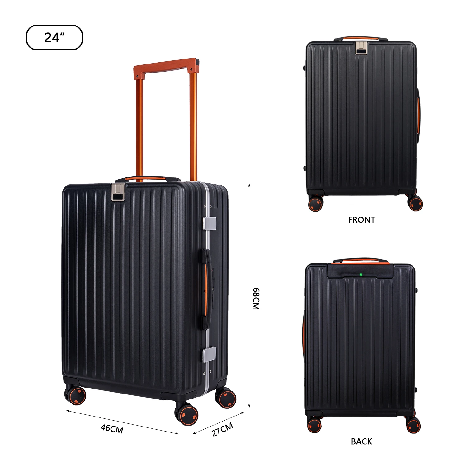 HONGYUE Travel Case Fine edge aluminum frame luggage large capacity new pull rod box durable password leather case