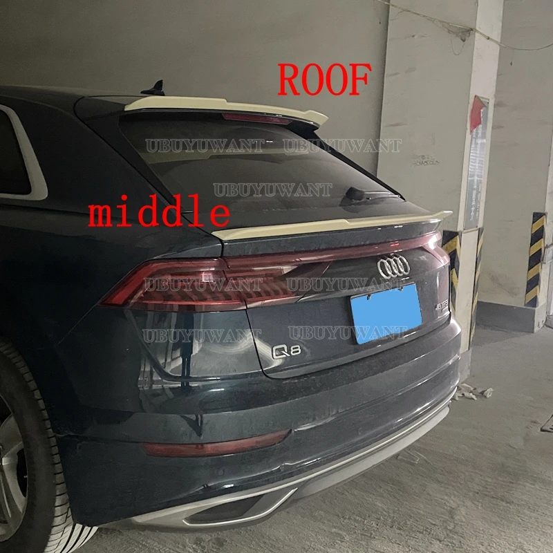 

Задний спойлер на крышу для Audi Q8 S-Line 2018-удлинение заднего крыла из АБС-пластика глянцевый черный Автомобильный хвост крыло багажника универ...