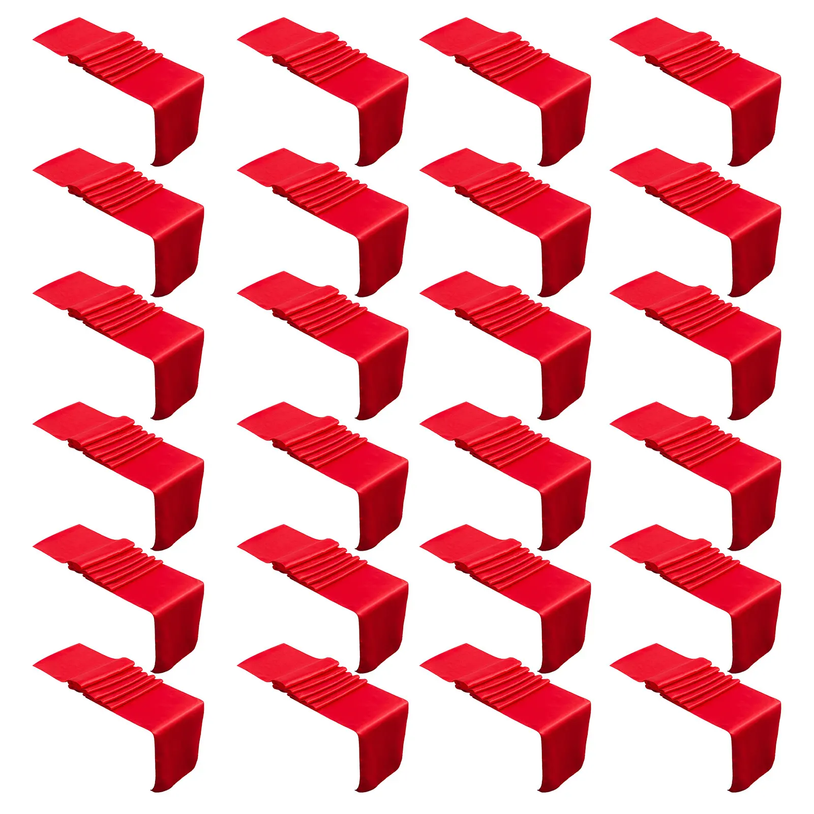 

24pcs Easy Care DIY Home Decoration Satin Table Runner Ceremony Banquet Birthday Party For Wedding Lightweight Romance Tableware