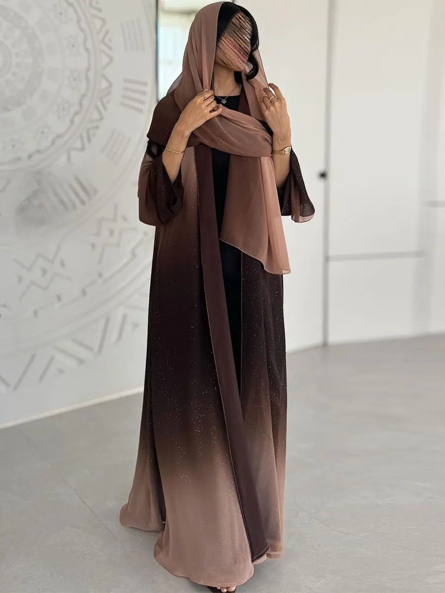 Блестящая ткань открытая абайя для женской модели элегантный повседневный