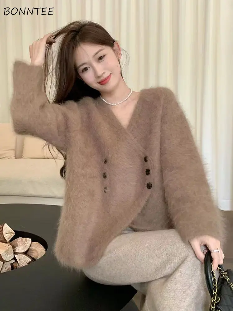 

Женские весенние кардиганы, Новые поступления, женская простая свободная нежная уличная одежда, Корейская стильная элегантная вязаная одежда