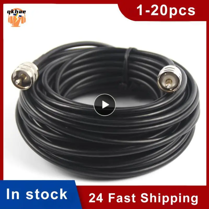 

15m Portable Uhf Male To Male Rg8x Cable Aluminum Foil Rg58 Coax Cable Lightweight Copper Braid Shields Black Convenient