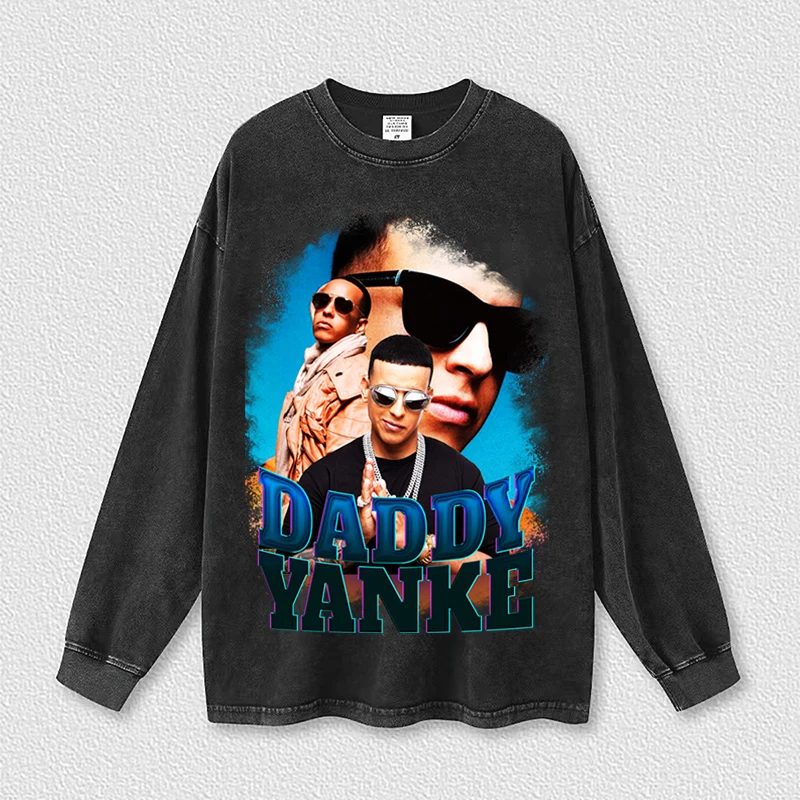 

DADDY YANKE Autumn Men's Long Sleeve Clothing Harajuku Washed Cotton T-Shirts Neutral Hip Hop New Oversized Tops Rock Print 2022