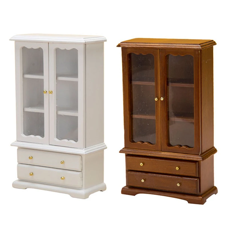 

1PC 1:12 Dollhouse Mini Wood Bookcase Showcase Storage Cabinet Locker Cupboard Furniture Toy DollHouse Decoration Accessories