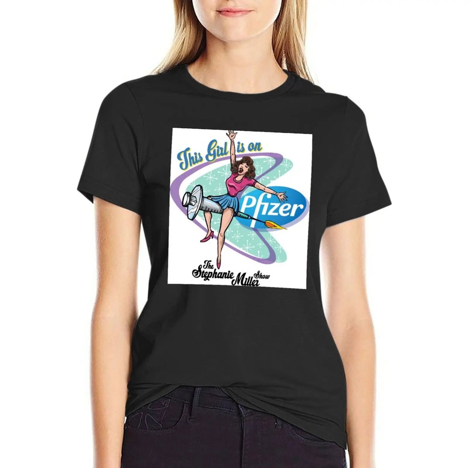 Эта девушка на Pfizer футболки с графическим рисунком летние топы женские для