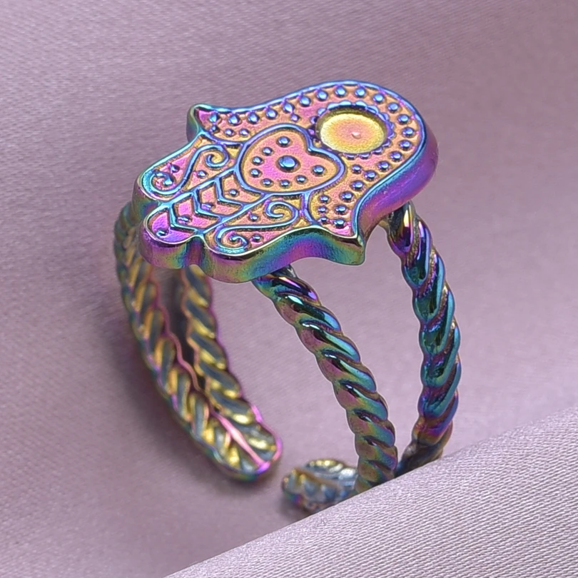 Кольцо с подвеской от сглаза Hasama регулируемое богемное ювелирное изделие Фатима