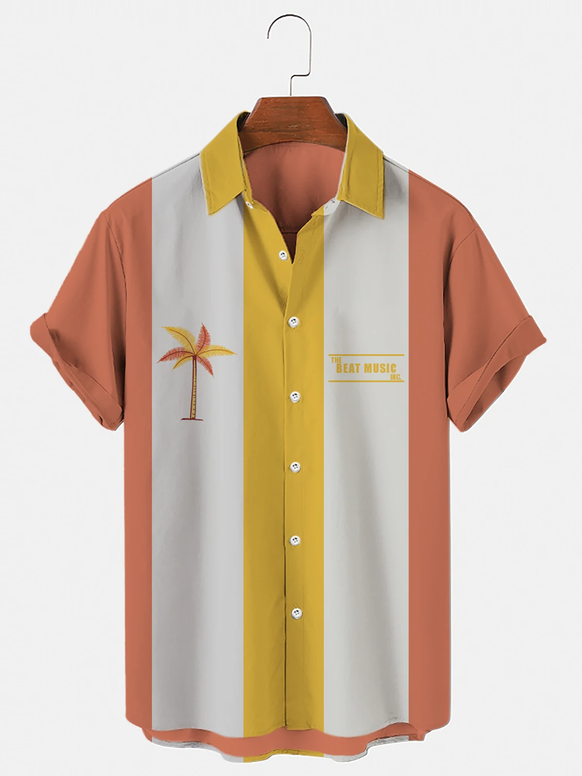 

Men's 3D Coconut Tree Print Shirt, Casual Hawaiian Style Loose Shirt, Men's Short Sleeve Shirt, Summer Beach Large Top