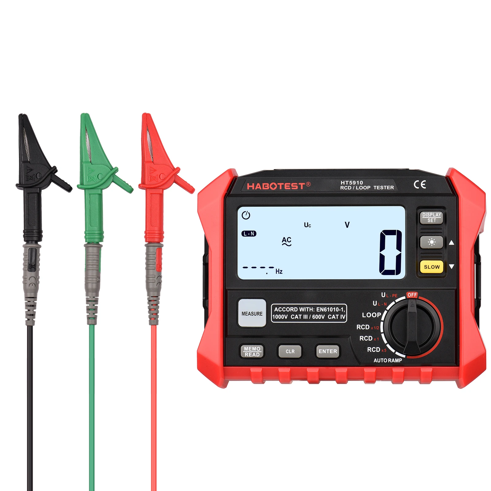 

HABOTEST 4.7-inch LCD Digital Resistance Meter Leakage Switch Tester RCD/Loop Tester 1000 Data Storage Megohmmeter Voltmeter