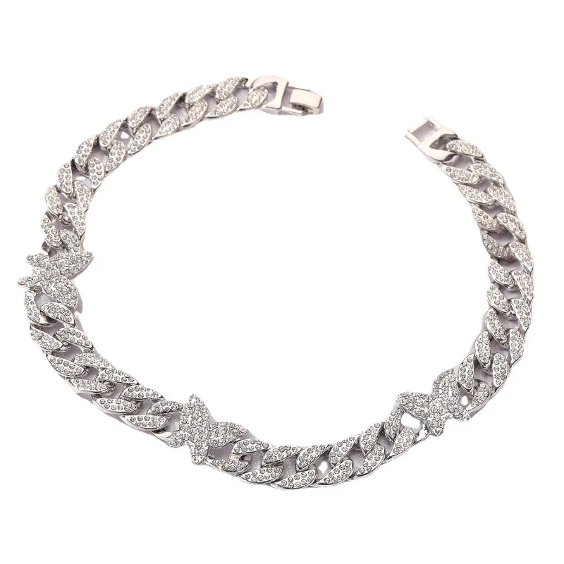 Crystal Beaty Butterfly Choker Necklace Rhinestone Pendant Necklaces Chain Sparkly Butterfly Jewerly Fashion Party Accessories