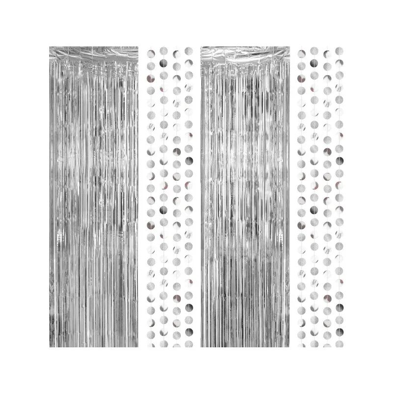 Серебряная бахрома мишура занавески фотообои украшения с Блестками Круг