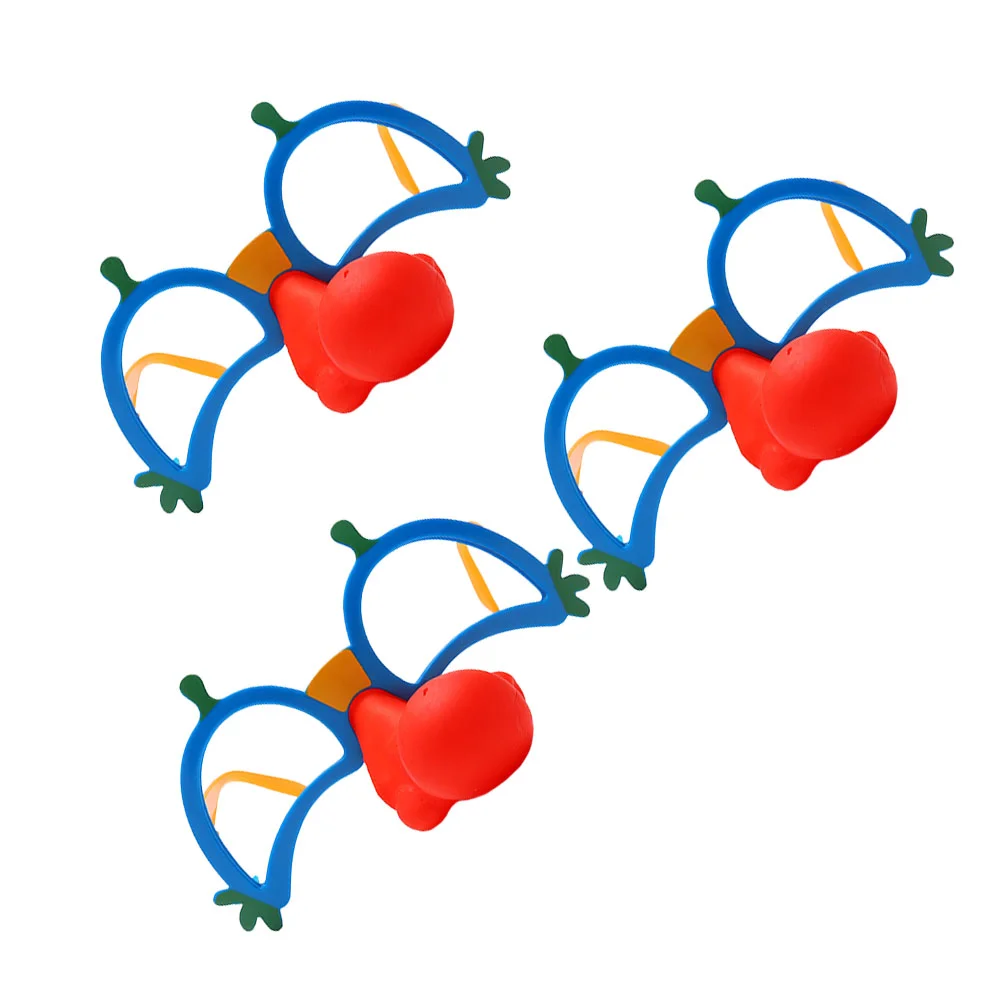 

3 Pcs Funny Party Eyeglasses Creative Clown Glasses Red Nose Blue Frame Design Glasses Costume Accessory Novel Photo Props