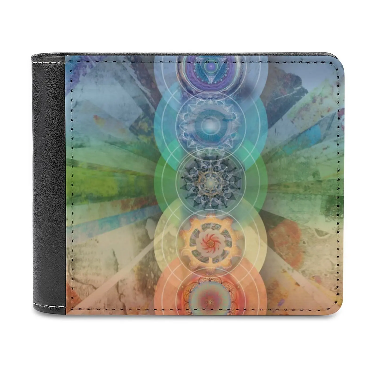 

Seven Chakras Meditation Art Men's Wallet Pattern Leather Men's Short Wallet Multi-Card Wallet Fashion Purse Chakra Chakras