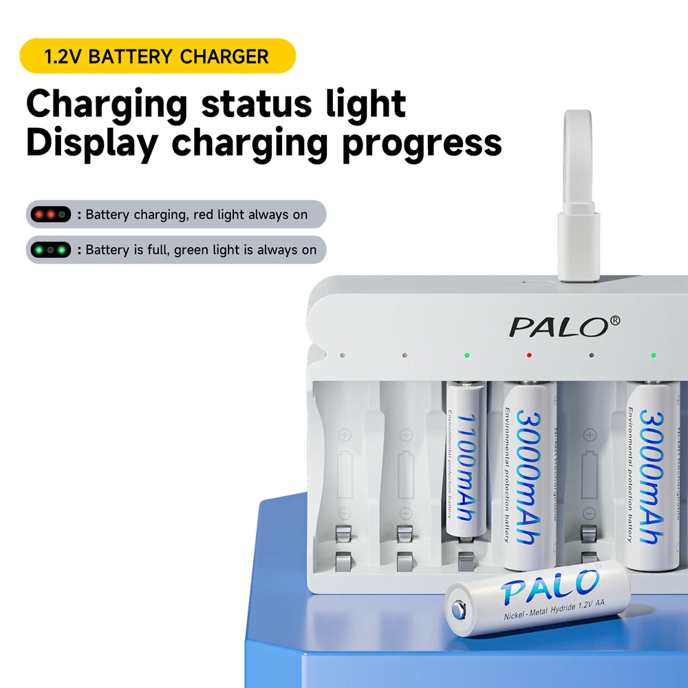 PALO 3000 мАч AA аккумуляторная батарея + батарейка AAA 1100 1 2 В NI-MH и батарейный отсек для