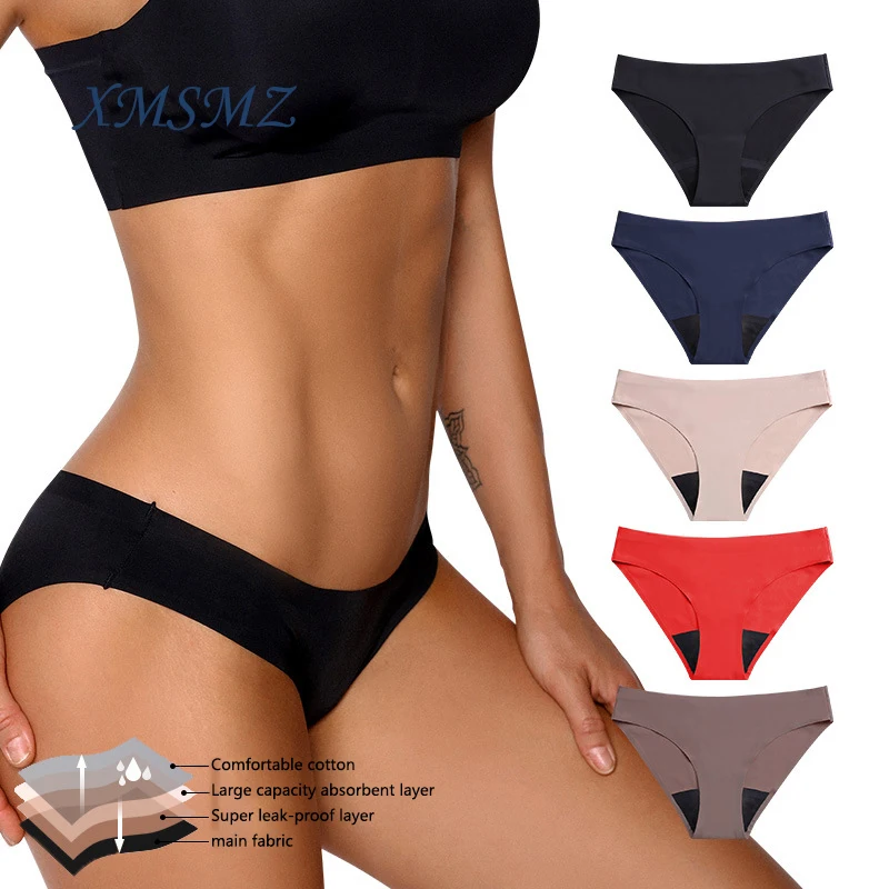 

XMSMZ Ladies Plus Size Menstrual Panties Four Layers Anti-side Leakage Menstrual Briefs Seamless Cotton Crotch Underwear