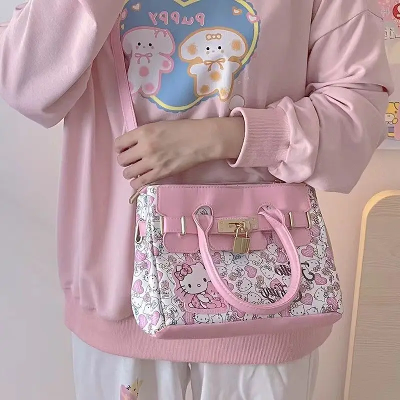 

Kawaii Sanrio Kitty Cat Сумочка Милая Высокая красота милый стиль сумка на плечо ручной мессенджер подарок для студенток