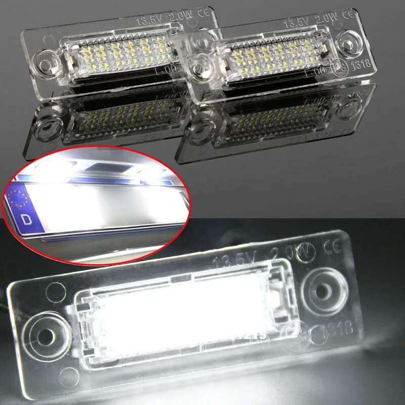 

2 шт., Автомобильные светодиодные лампы для номерного знака 18SMD 6000K