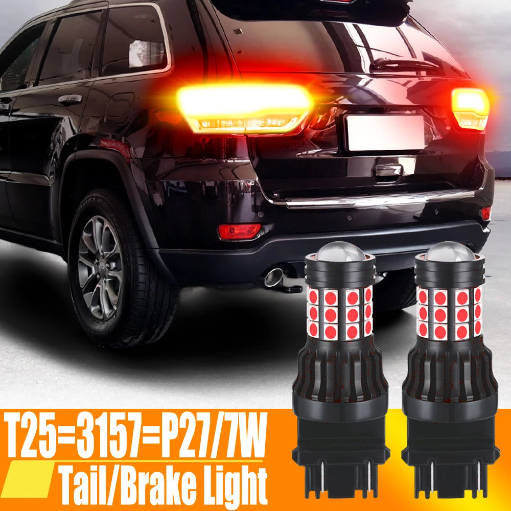 2x Светодиодная лампа стоп-сигнала 3157 3057 T25 P27/7 Вт Canbus для JEEP Wrangler JK TJ JL Grand Cherokee Liberty Commander Compass Patriot