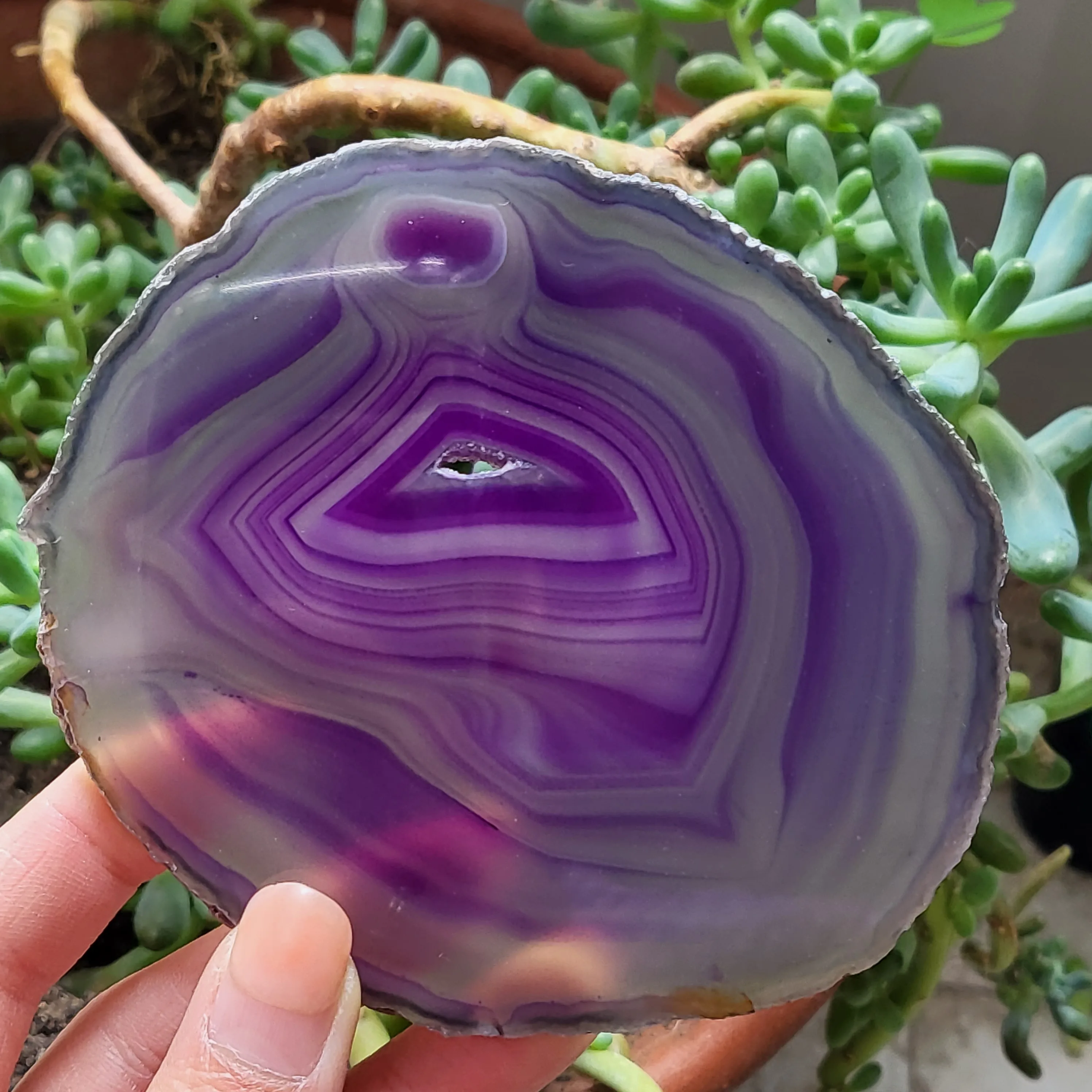 

8-10cm Purple Crystal AGATE SLAB Geode Slice Mineral Coaster Healing Reiki Decoration