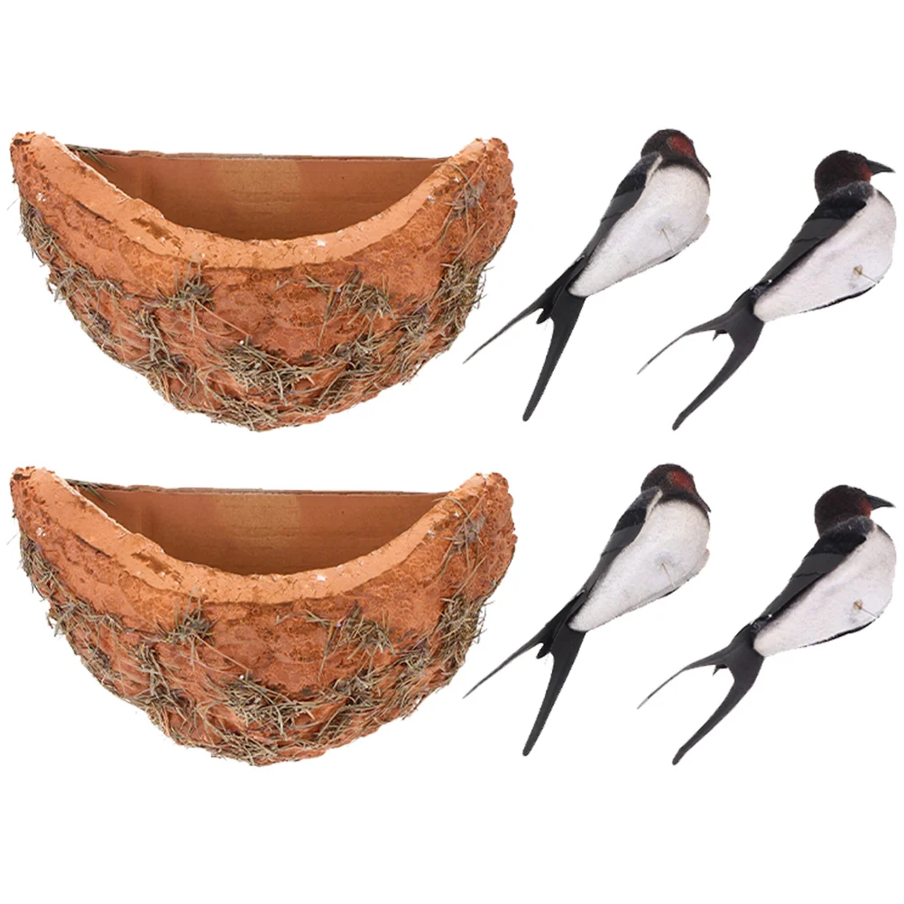 

Bird Artificial Rattan Ornaments Cage Fake Decoration Birdhouses Crafts Birds Tree Simulated Garden Statue Swallow Simulation