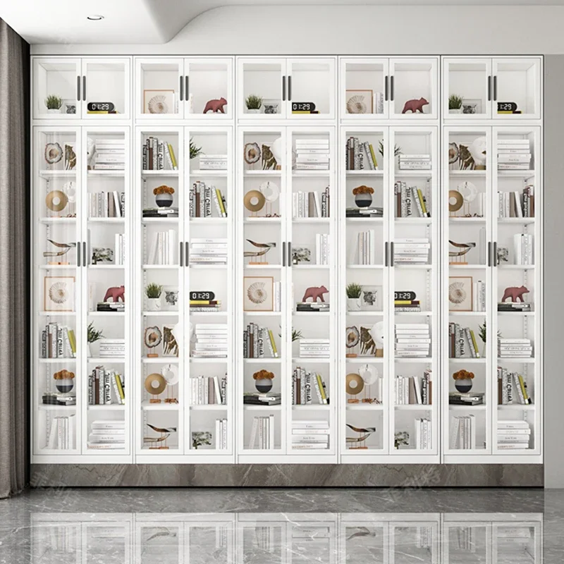 Домашний пыленепроницаемый книжный шкаф ящики стеклянные двери кремовый стиль