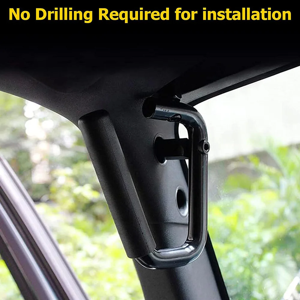 Front Grab Bar Grab Handles Black Textured Car Front Grab Handles Grab Bars Compatible with 2007-2018 Jeep Wrangler JK JKU