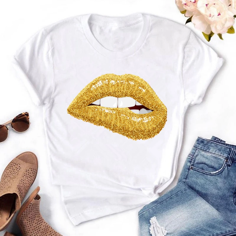 

Sexy Color Lips Painted T Shirt Cotton Short Sleeve Brand Fashion Round Neck Tshirt New Women Summer Tops Tees