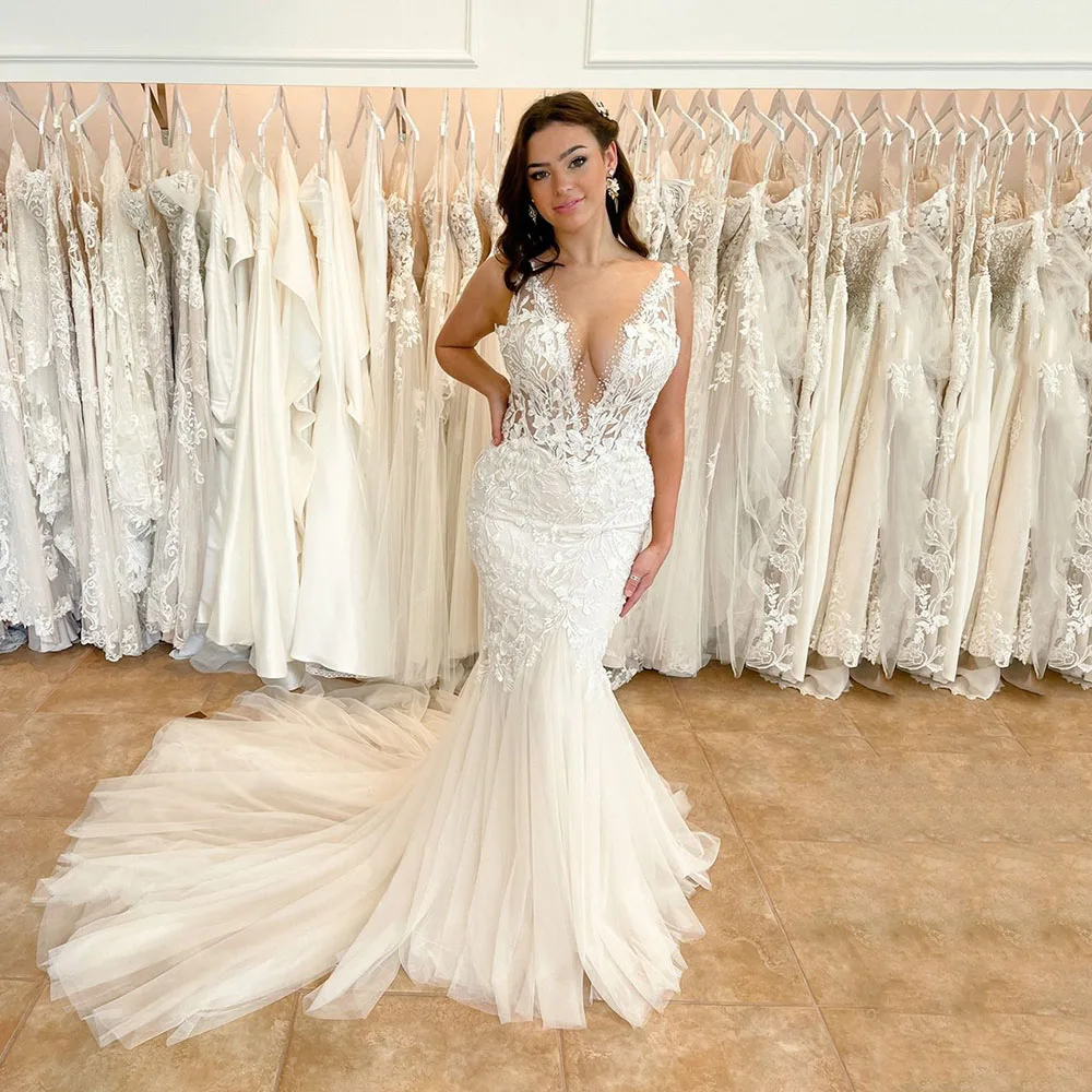 

Женское свадебное платье с открытой спиной Msikoods, кружевное платье невесты с аппликацией, 2023