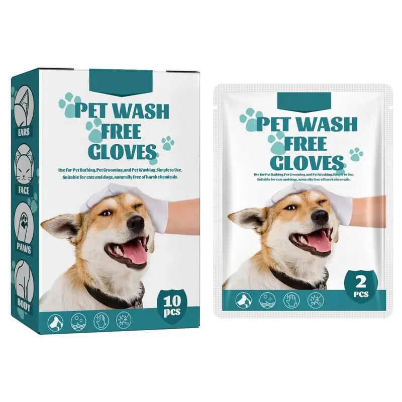 

Pet Washing Gloves Soft Pet Glove Wipes 10pcs Pet Clean Wipe Gloves Hands-Free No Cleaning Remove Daily Dirt For Home & Travel