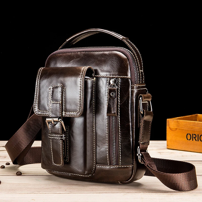 

Casual Capacity Retro Large Messenger High Quality Men's Multi-function Genuine Men's Messenger Bag Leather Multi-function Bag