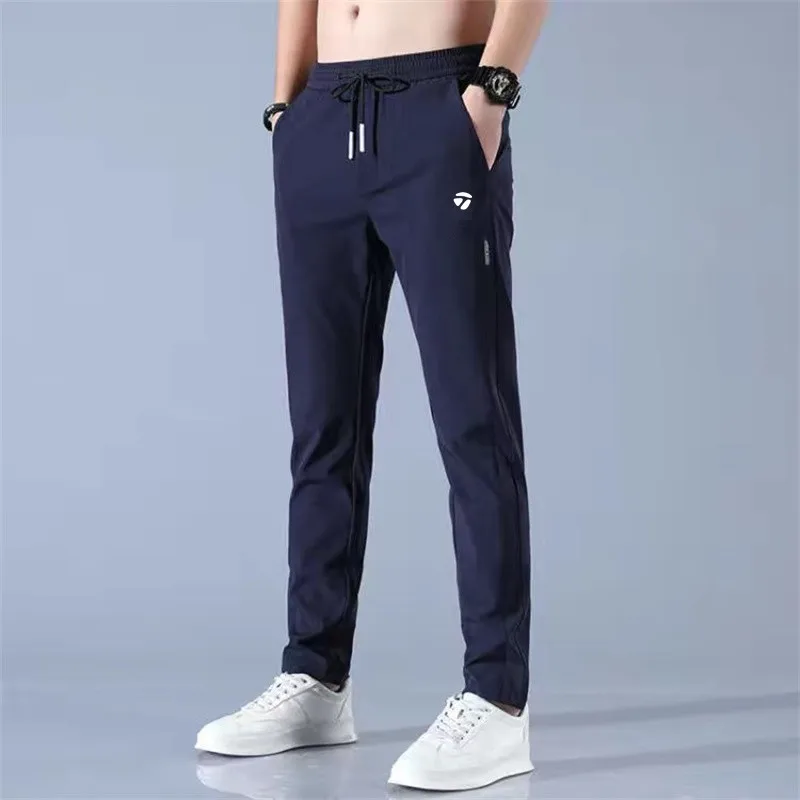

Summer Ultra Thin Breathable Men's Golf Pants Ice Silk Quick Dry High Elasticity Wear Men Trousers Sports Long Pant
