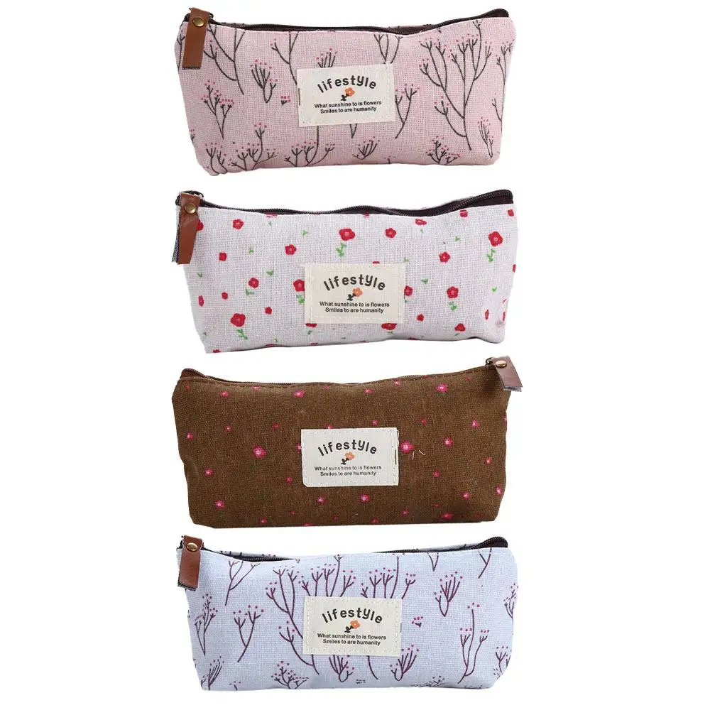 

Kawaii Cute Student Floral Flower for Girl Fabric Pencil Bag Pen Bags Pencil Case Zipper Pouch