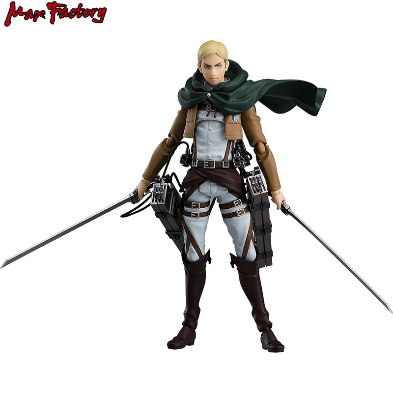 In Stock Original MaxFactory Figma 446 Attack on Titan Erwin Smith Anime Figure Model Collecile Action Toys Gifts